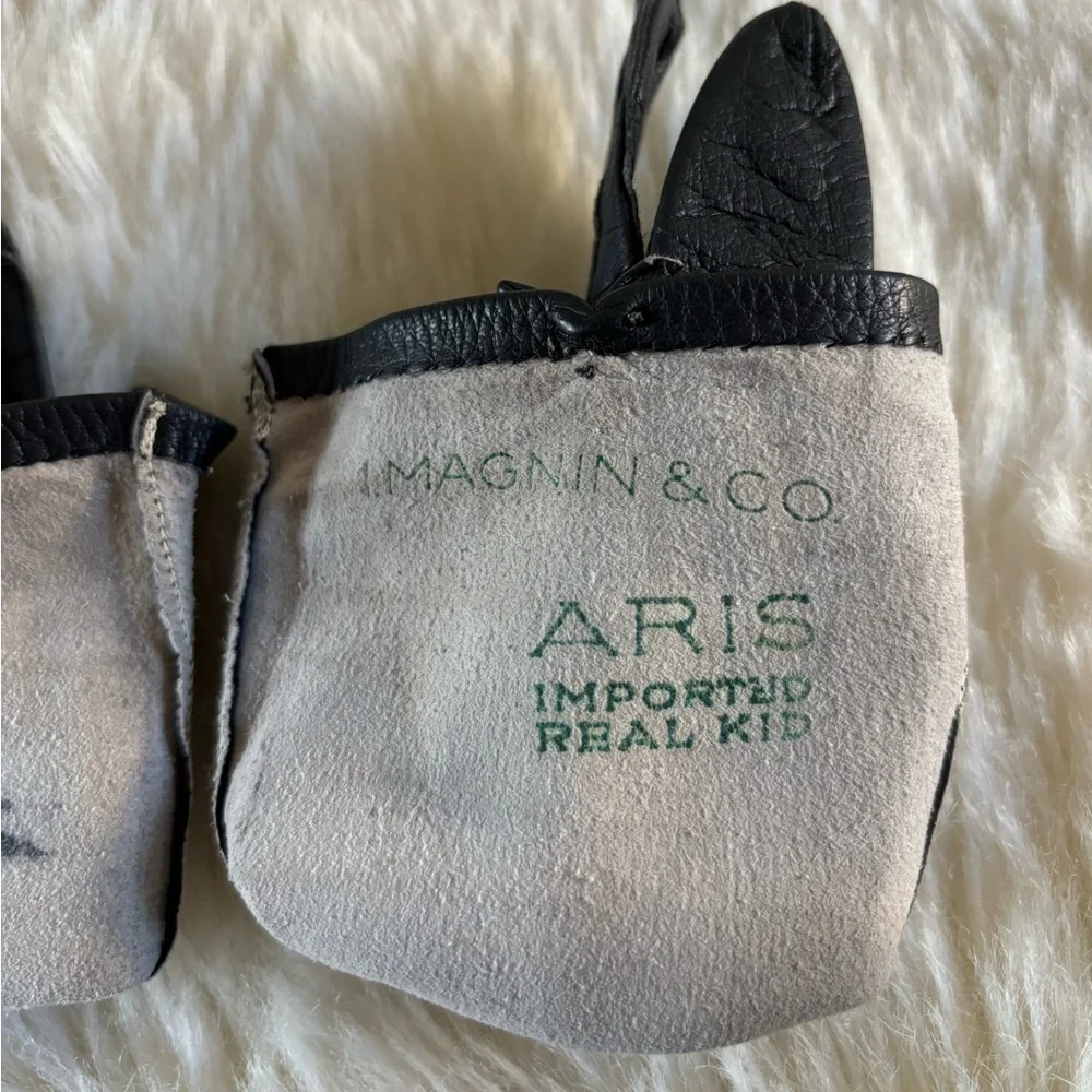 ARIS Leather Gloves With a Bow Made in Germany 6.5